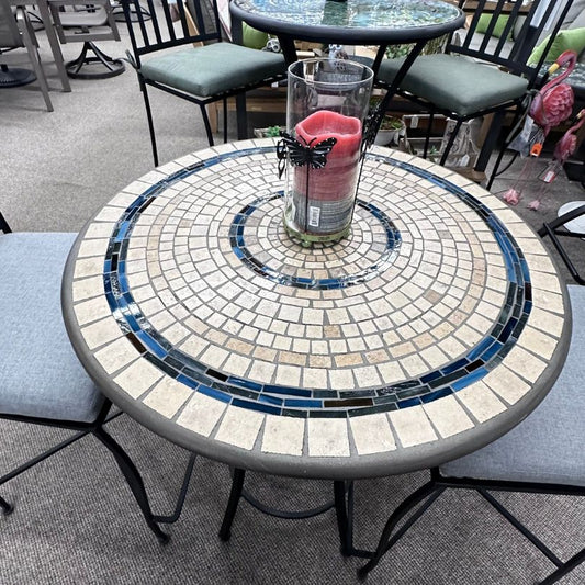 KNF Designs 30" Slate Stone Mosaic Counter Bistro Patio Table