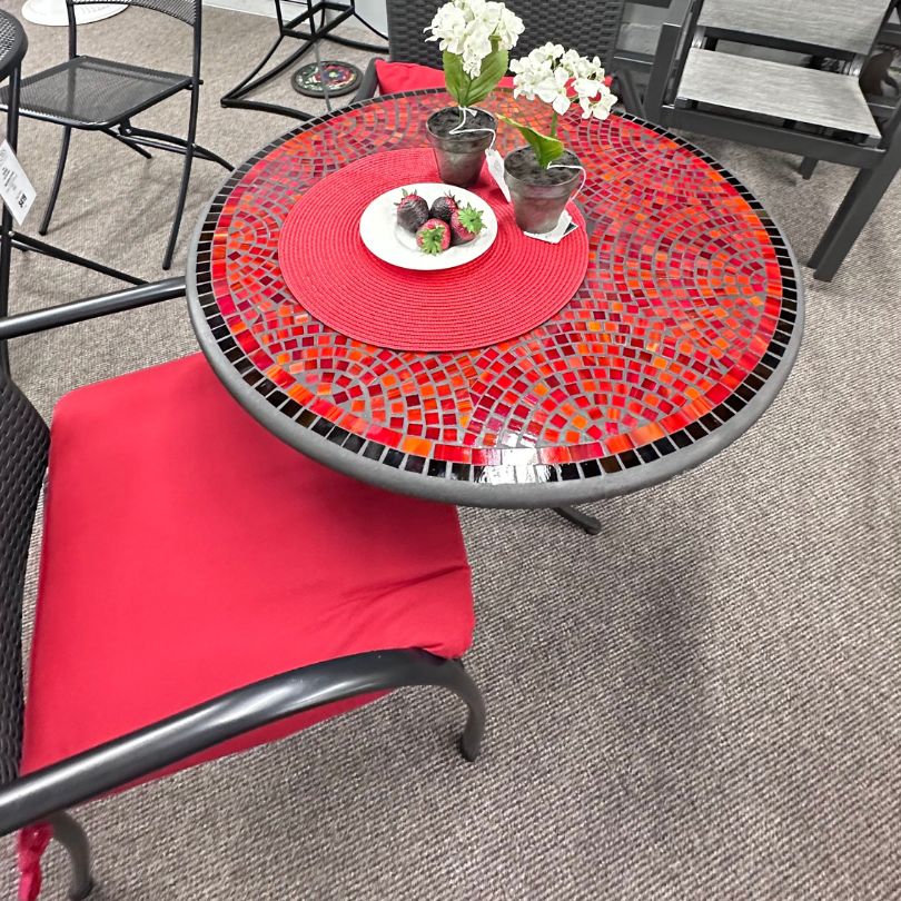 KNF Designs 30" Elements Ruby Glass Patio Mosais Bistro Table