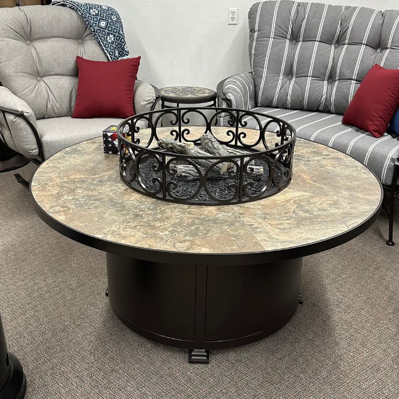 OW Lee Santorini 54" Chat Height Fire Pit Table