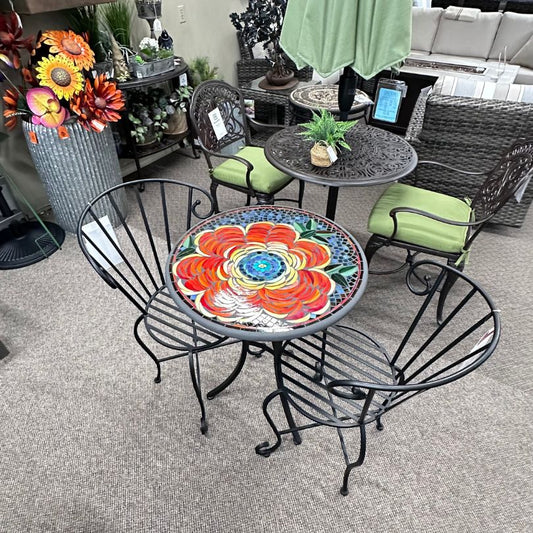 KNF Designs Outdoor Patio 24" Zinnia Mosaic Top Bistro Table