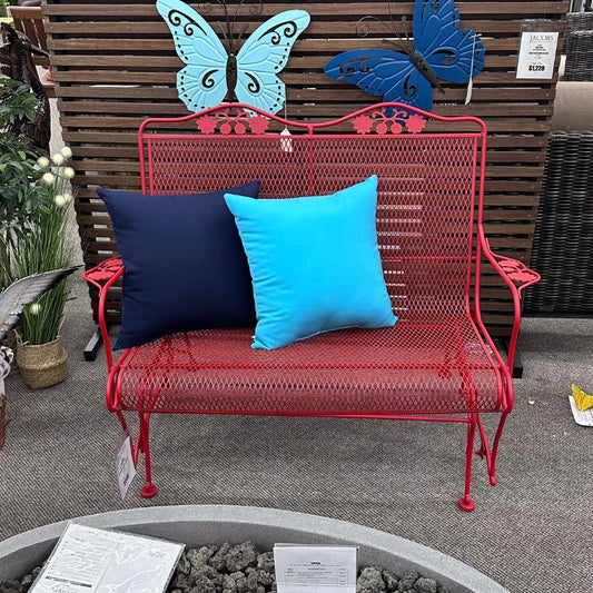 Woodard Briarwood Red Patio Gliding Loveseat at Jacobs Custom Living