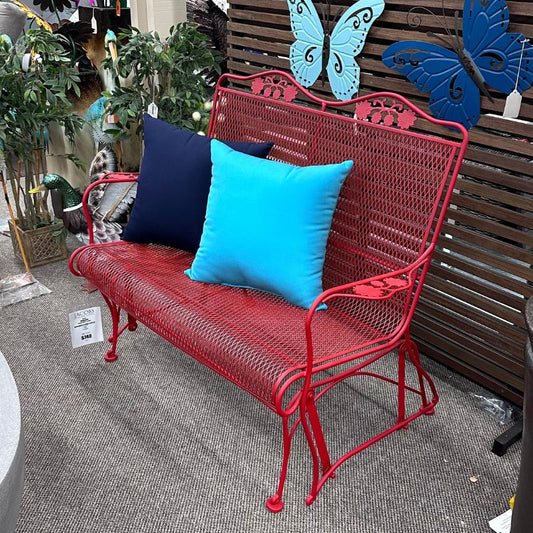 Woodard Briarwood Red Patio Gliding Loveseat at Jacobs Custom Living