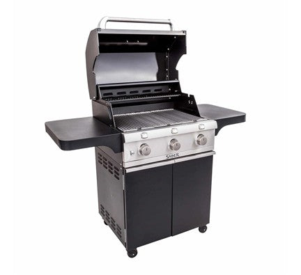 Saber Cast Black 3-Burner Gas Grill is available in our Jacobs Custom Living Spokane Valley showroom.